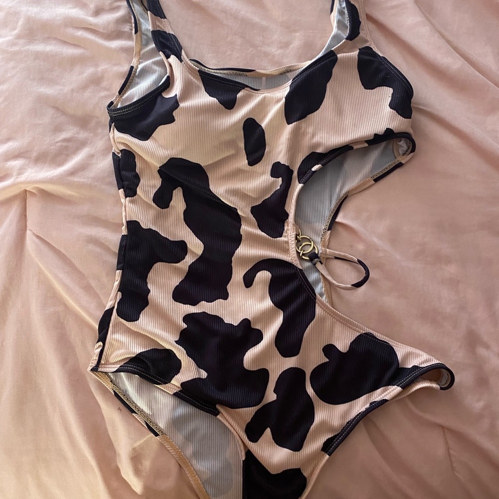 reversible cow print one piece bathing suit!